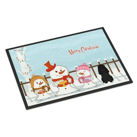 Carolines Treasures Merry Christmas Carolers Poodle Black Indoor or Outdoor Mat, 24 x 0.25 x 36 in. BB2402JMAT